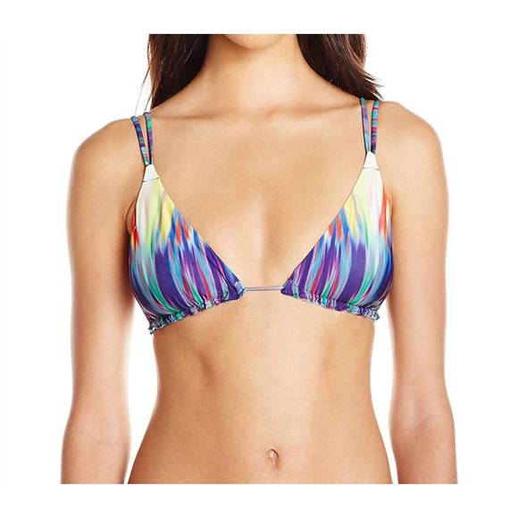 NEW PQ SWIM women's girl on fire emma triangle cup bikini top swimsuit in multi - Picture 3 of 3